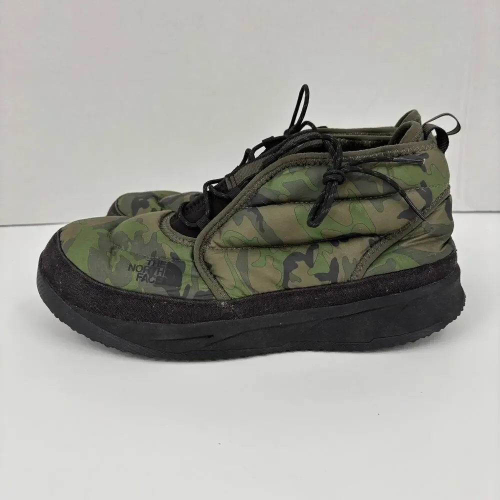 The North Face Chukka Boots Mens Size 10.5 Green Camo Quilted Puffer Insulated